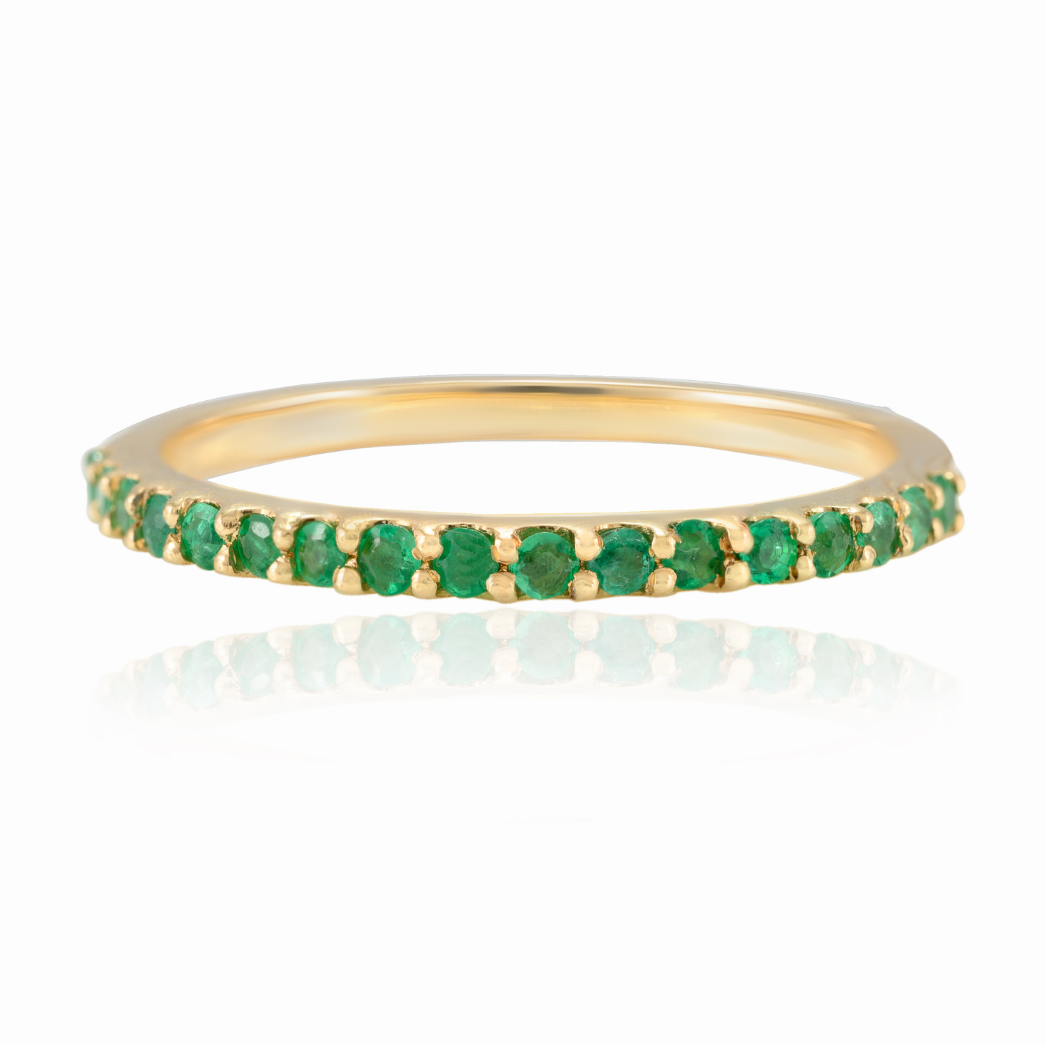 18K Gold Emerald Stackable Half Eternity Band - vrjewels-us