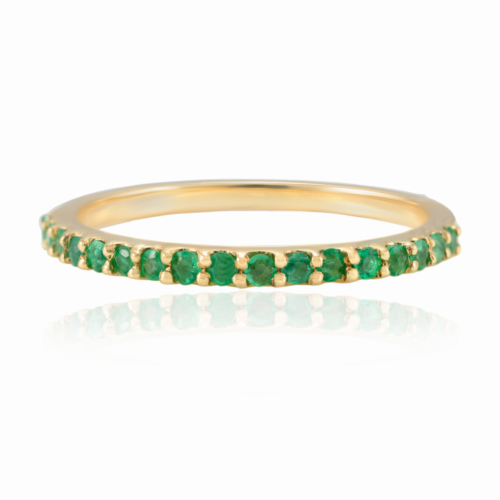 18K Gold Emerald Stackable Half Eternity Band Image