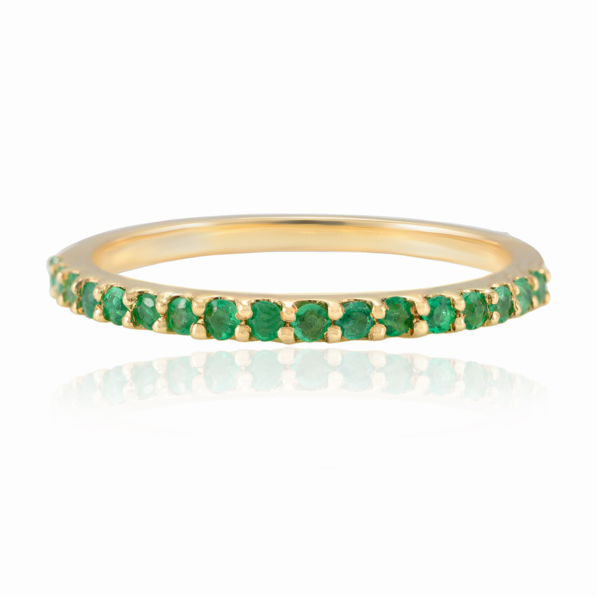 18K Gold Emerald Stackable Half Eternity Band - vrjewels-us