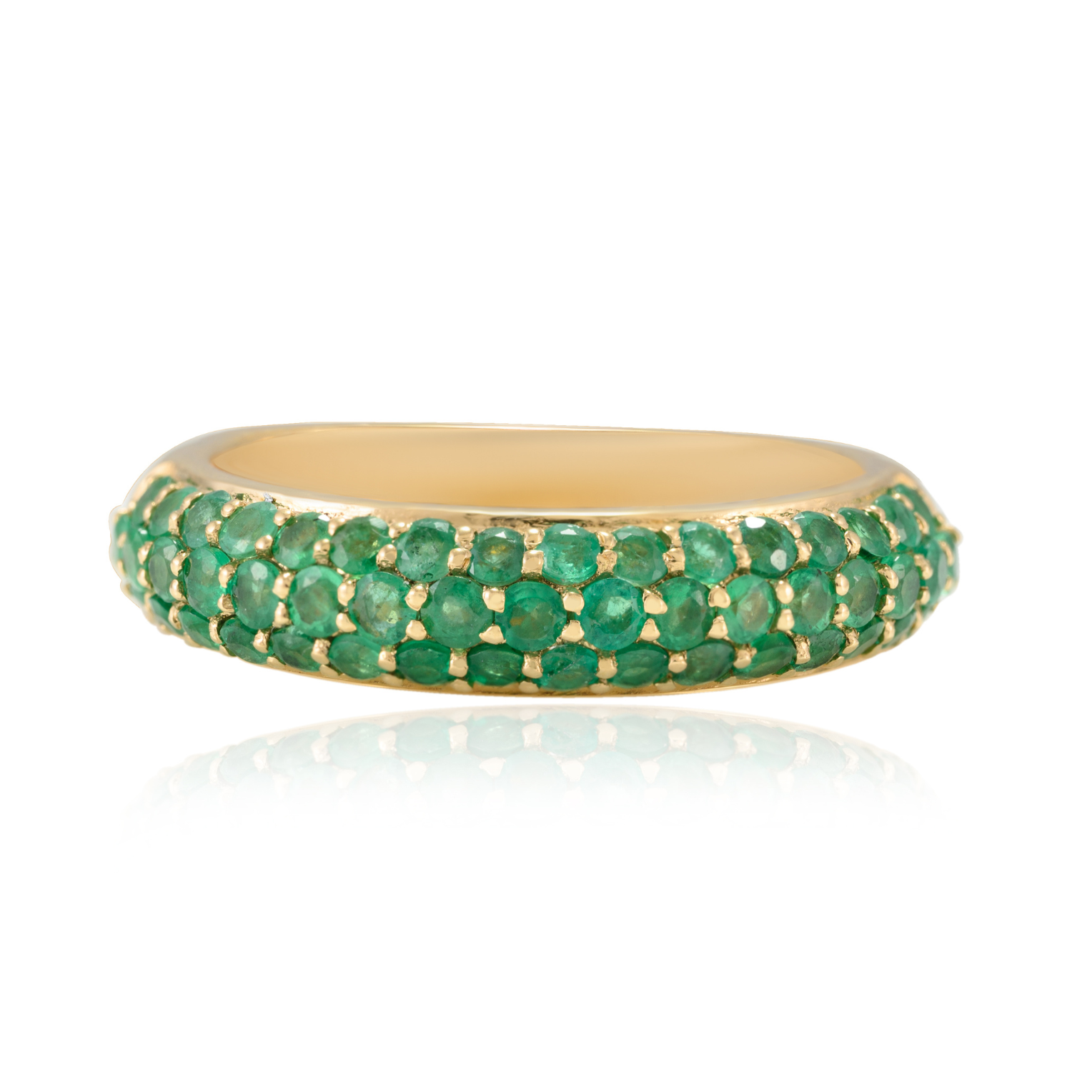 18K Gold Emerald Dome Style Band - vrjewels-us