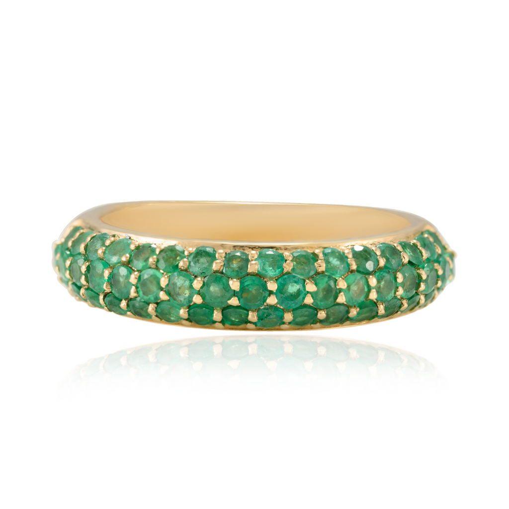 18K Gold Emerald Dome Style Band Image