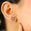 14K Motif Style Pink Sapphire Floral Stud Earrings Thumbnail