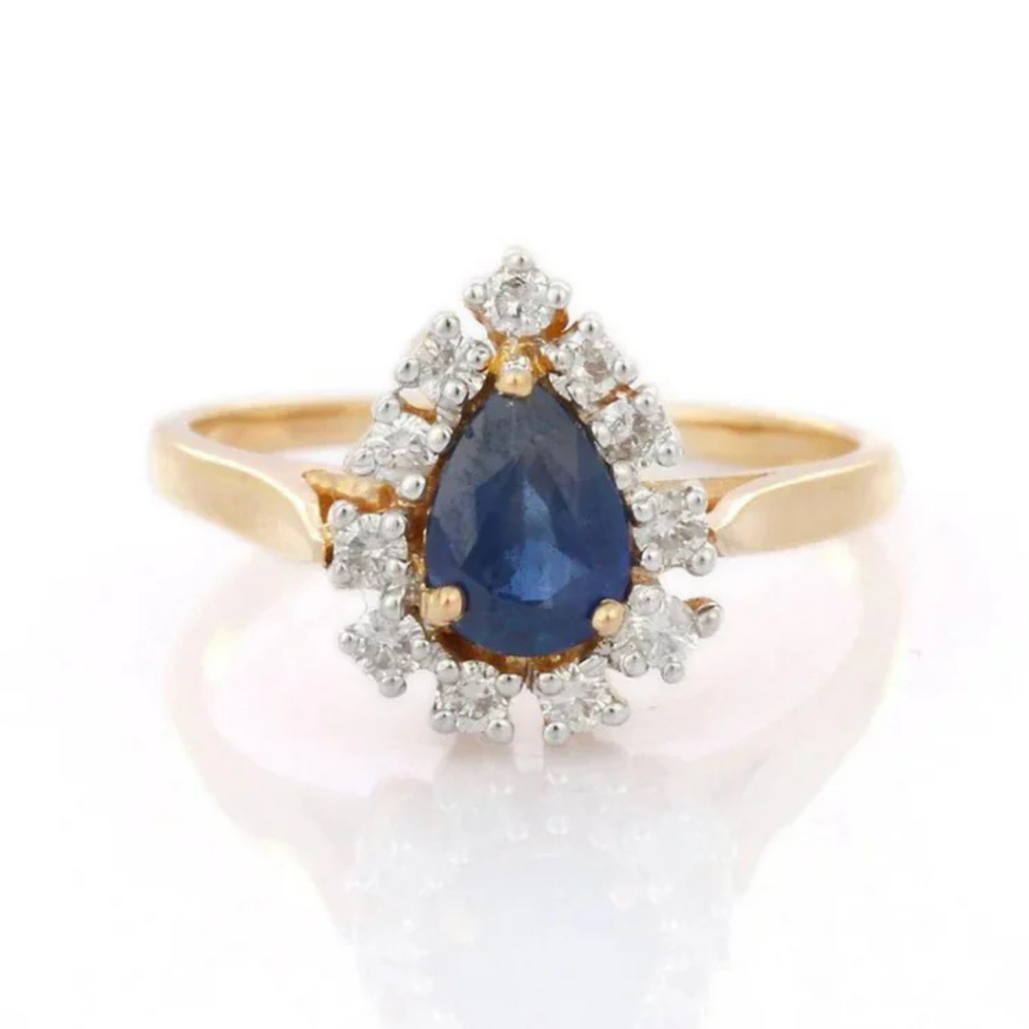 18K Gold Sapphire& Diamond Engagement Ring