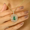 18K Solid Yellow Gold Double Halo Solitaire Pendant Thumbnail