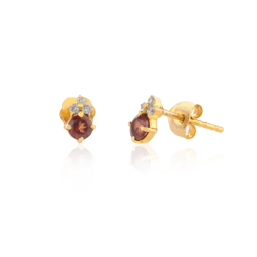 14K Gold Garnet Studs