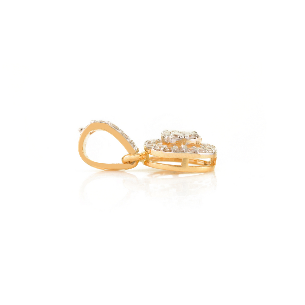 18K Solid Yellow Gold Round Chunky Charm Pendant Image