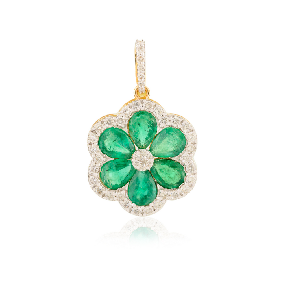 18K Solid Yellow Gold Designer Flower Pendant Image