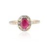 14K Gold Oval Ruby and Halo Diamond Ring Thumbnail