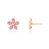 14K Motif Style Pink Sapphire Floral Stud Earrings Thumbnail