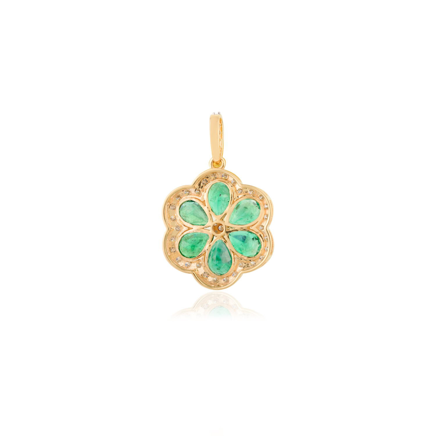 18K Solid Yellow Gold Designer Flower Pendant