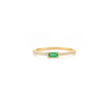 14k Yellow Gold Emerald Diamond Sleek Ring Thumbnail