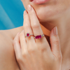 14K Gold Oval Ruby and Halo Diamond Ring Thumbnail