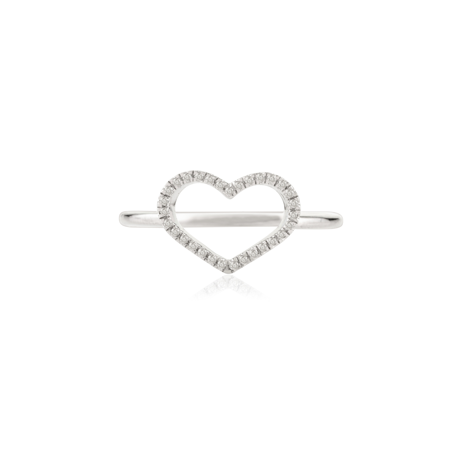 14K White Gold Diamond Open Heart Ring