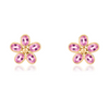 14K Motif Style Pink Sapphire Floral Stud Earrings Thumbnail