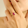 18K Yellow Gold Solitaire Ruby Ring For Her Thumbnail