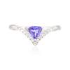 14K Solid White Gold Tanzanite Diamond Chevron Ring Thumbnail