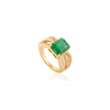 14K Art Deco Emerald & Diamond Cocktail Ring Thumbnail