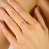 14k Yellow Gold Emerald Diamond Sleek Ring Thumbnail