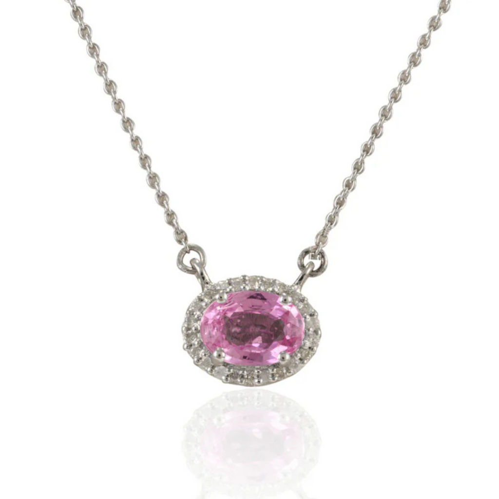 14K Pink Sapphire Pendant Necklace Image