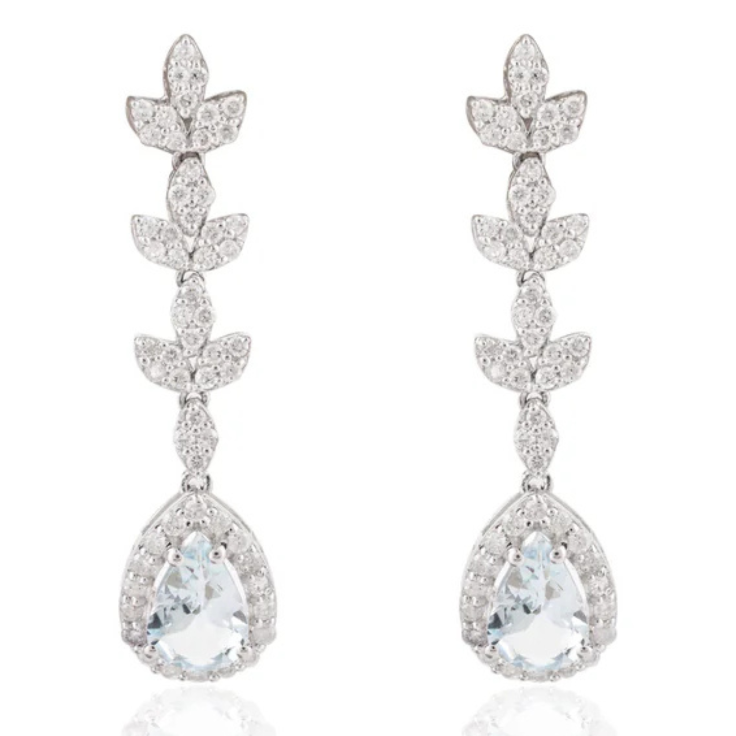 14K Gold Aquamarine Diamond Dangle Earrings