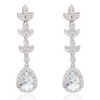 14K Gold Aquamarine Diamond Dangle Earrings Thumbnail