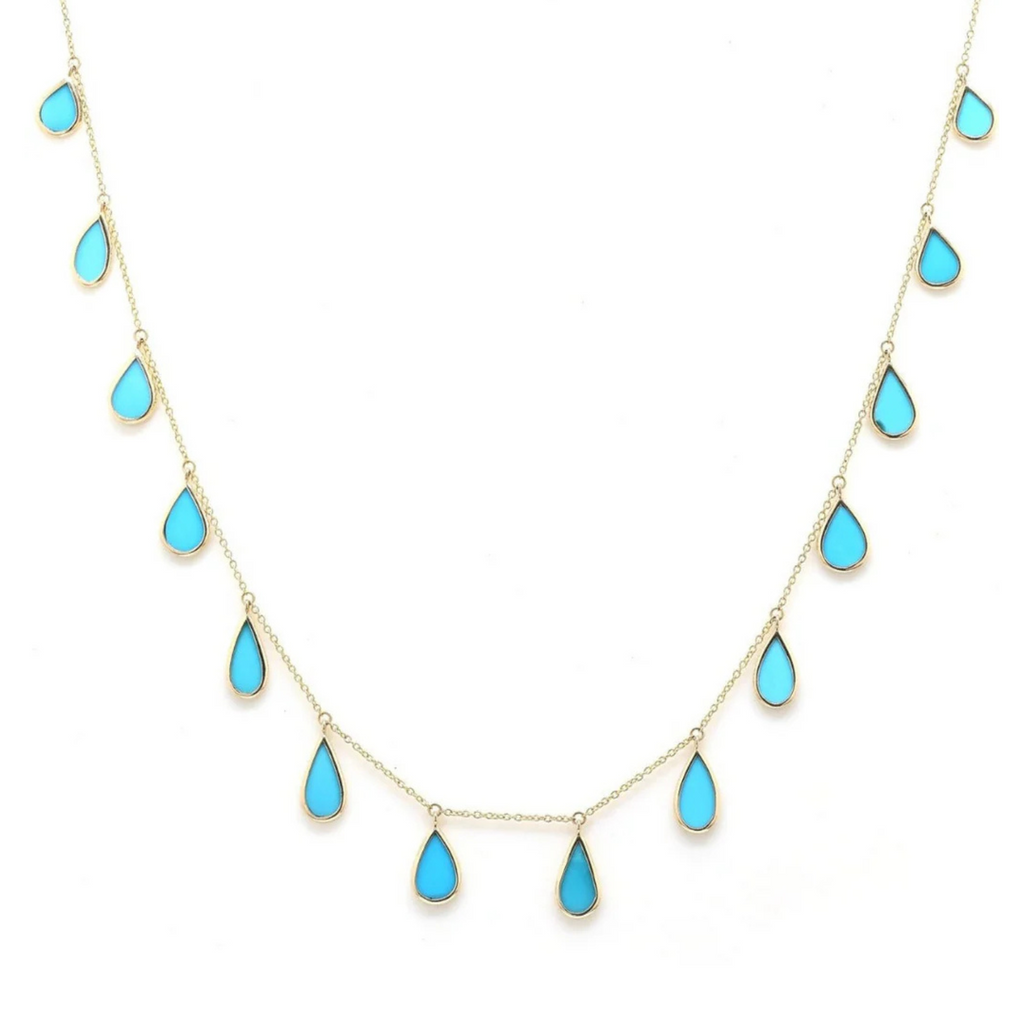 18K Gold Turquoise Drop Necklace Image