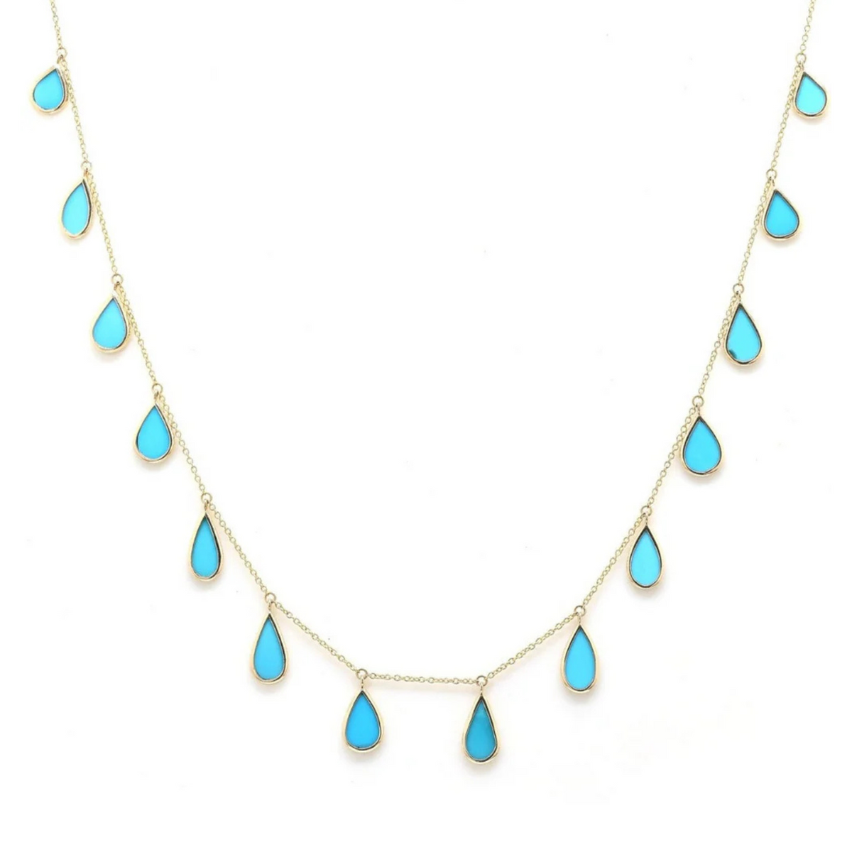 18K Gold Turquoise Drop Necklace