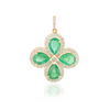 18K Solid Yellow Gold Emerald Clover Pendant Thumbnail
