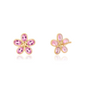14K Motif Style Pink Sapphire Floral Stud Earrings Thumbnail