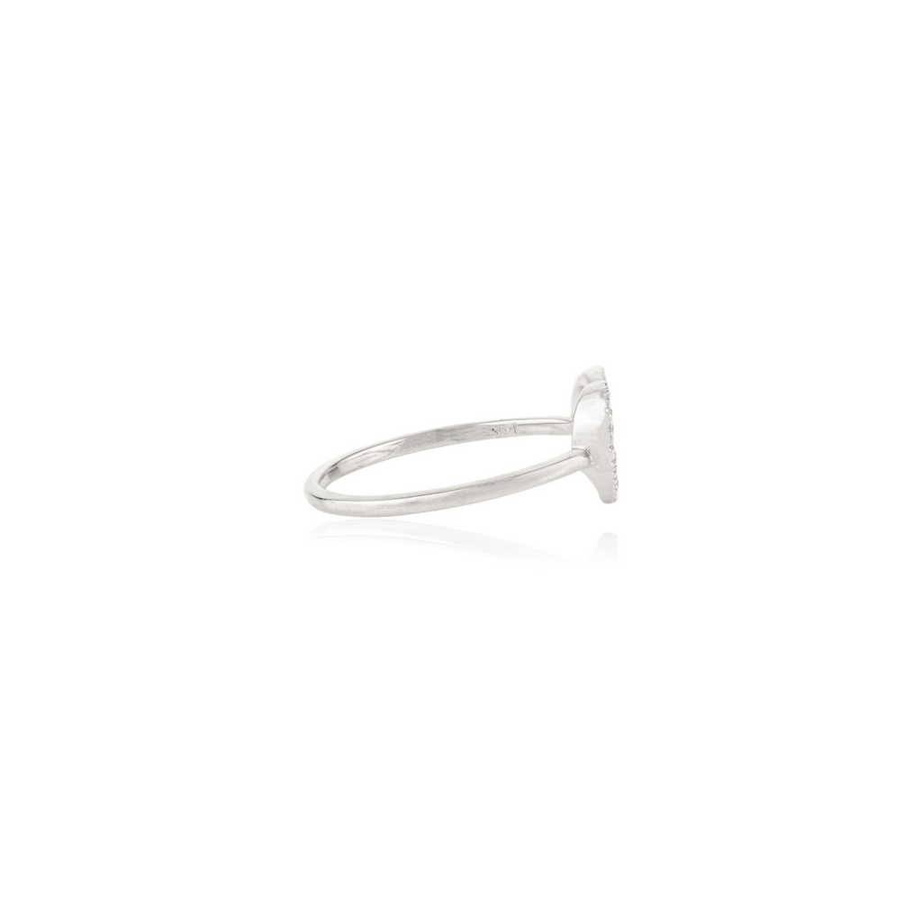 14K White Gold Diamond Open Heart Ring Image