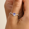 14K Solid White Gold Tanzanite Diamond Chevron Ring Thumbnail