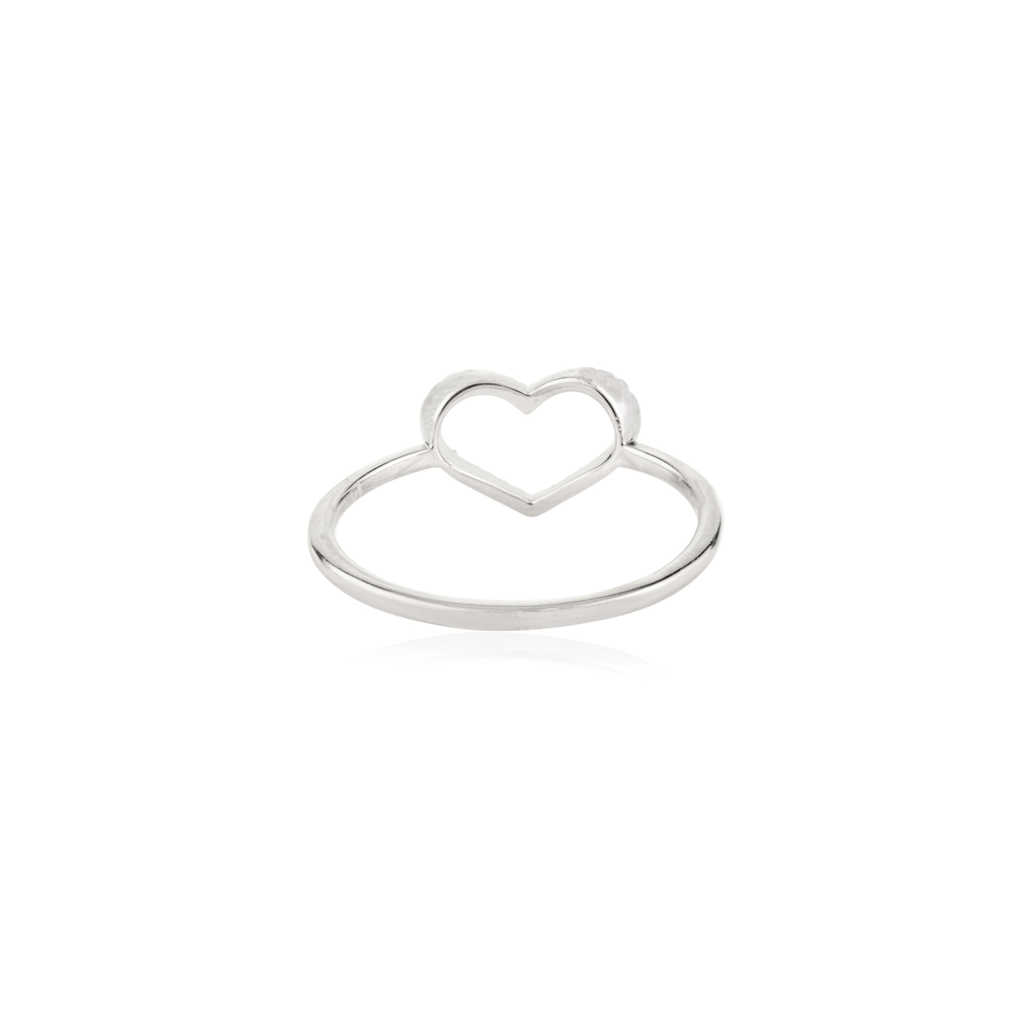 14K White Gold Diamond Open Heart Ring