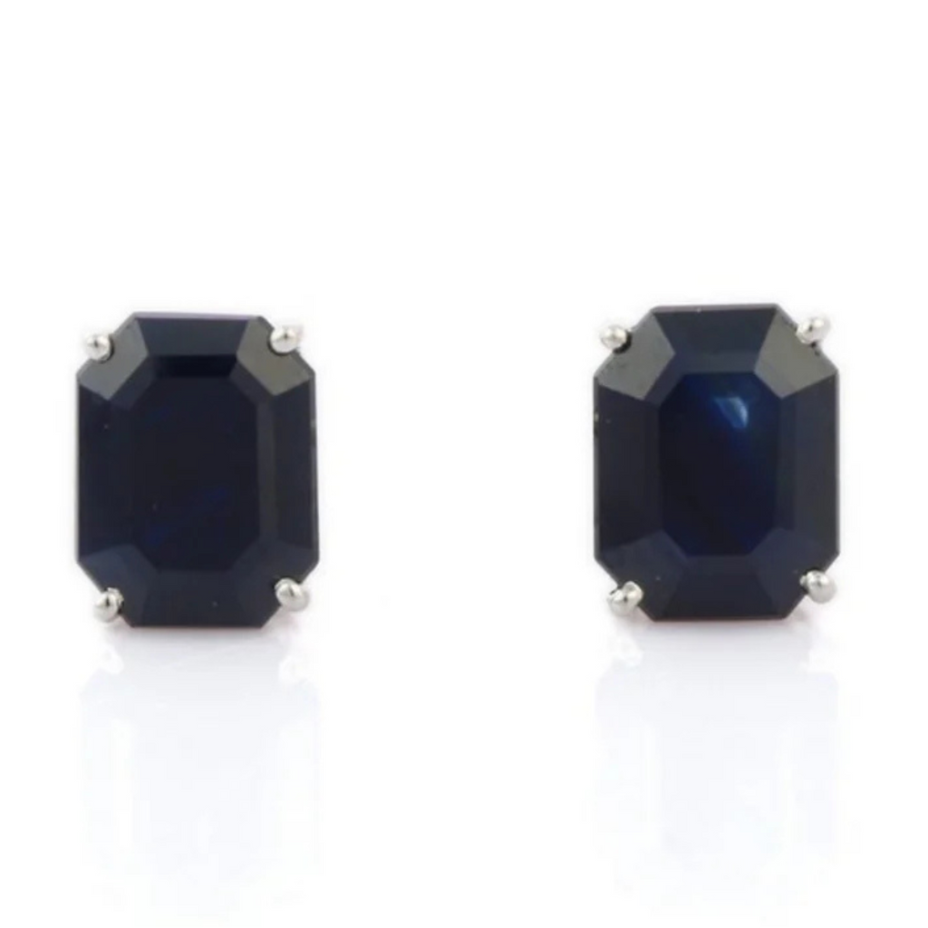18K White Gold Blue Sapphire Studs Image
