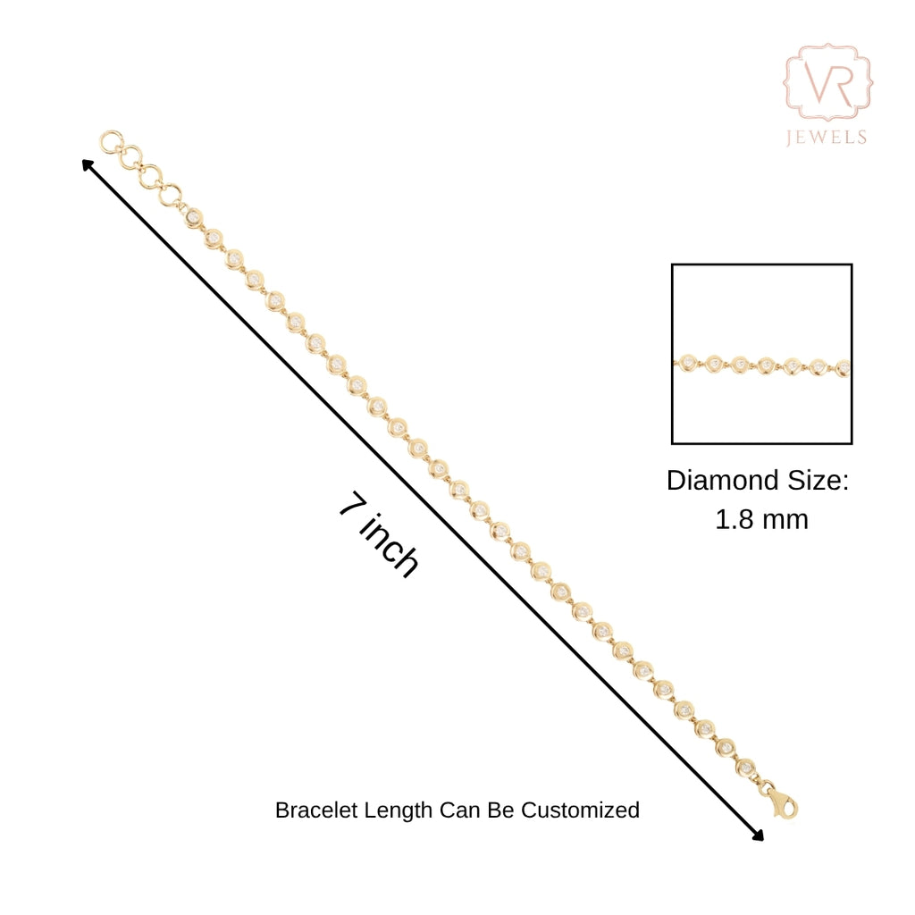 14k Gold Modern Bezel Set Diamond Tennis Bracelet in 7 Inches Image