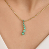 14K Gold Unique Emerald Long Pendant Thumbnail