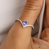 14K Solid White Gold Tanzanite Diamond Chevron Ring Thumbnail