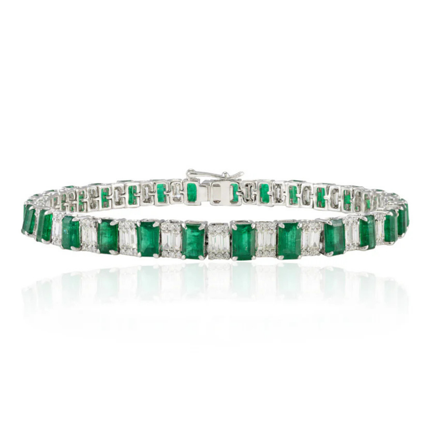 18K Gold Emerald Diamond Tennis Bracelet