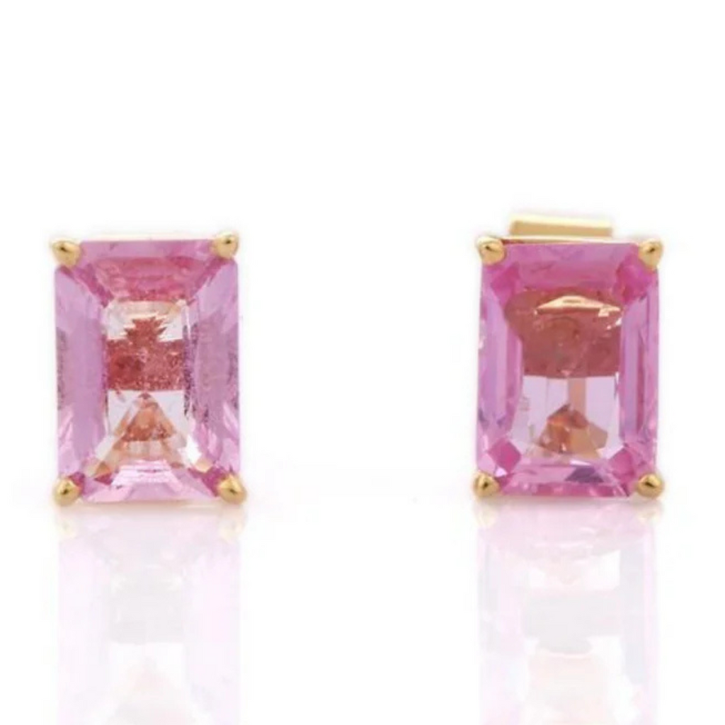 18K Yellow Gold Pink Sapphire Stud Image