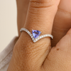 14K Solid White Gold Tanzanite Diamond Chevron Ring Thumbnail