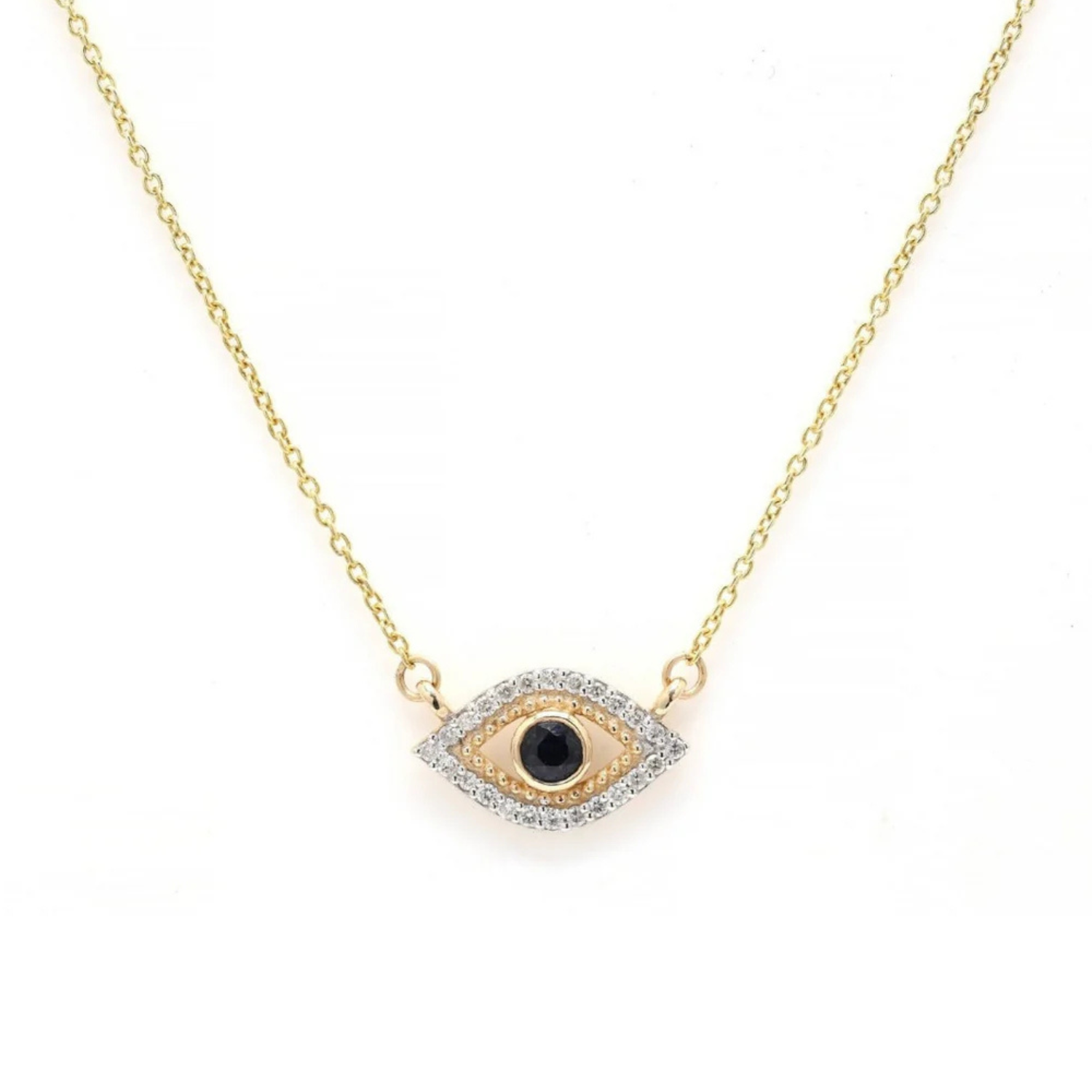 14K Gold Evil Eye Pendant Necklace