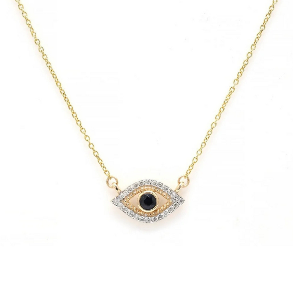 14K Gold Evil Eye Pendant Necklace Image