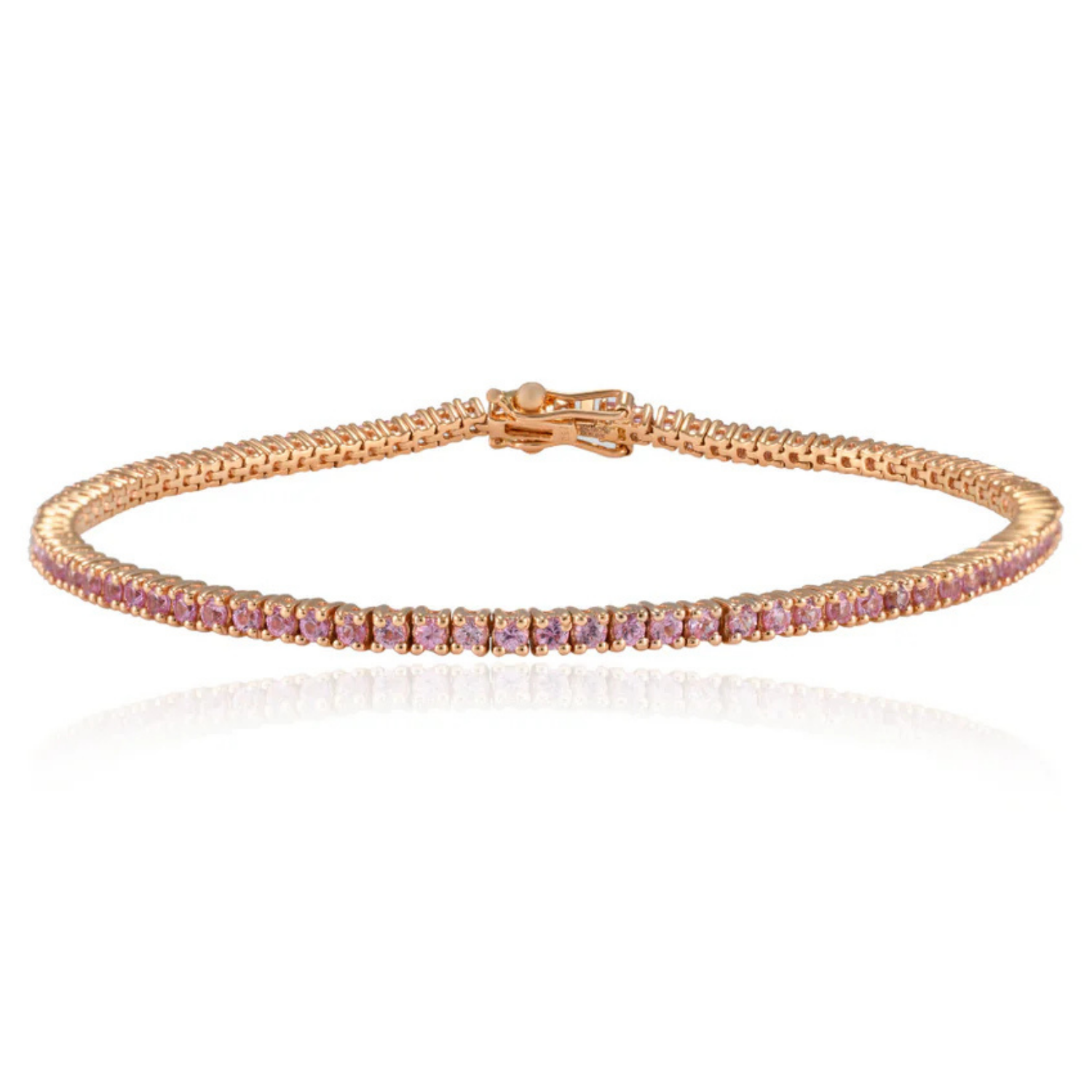 18K Gold Pink Sapphire Sleek Bracelet