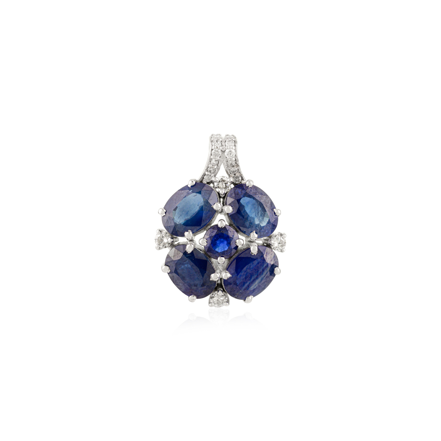 18K White Gold Blue Sapphire Midnight Bloom Pendant