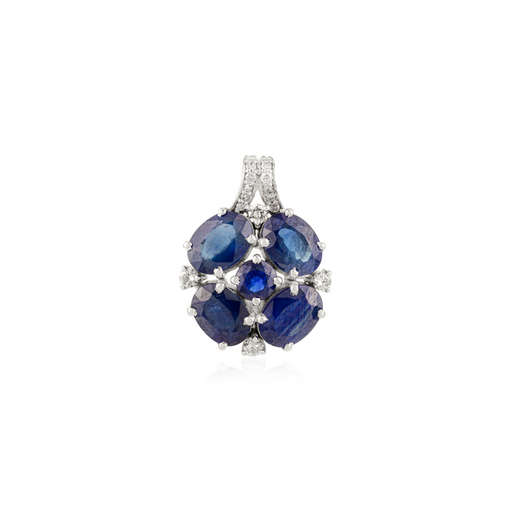 18K White Gold Blue Sapphire Midnight Bloom Pendant Image