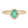 14K Yellow Gold Emerald Diamond Ring Thumbnail