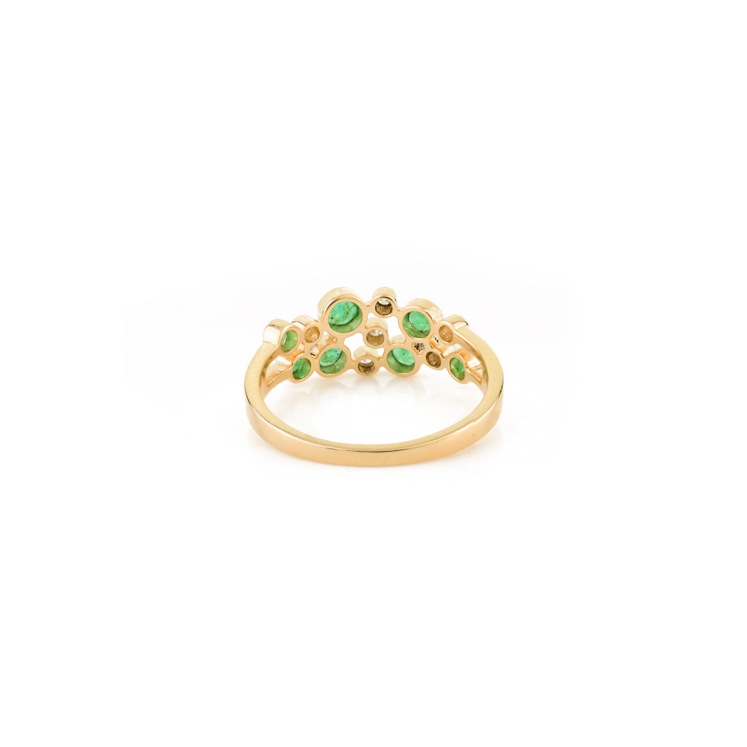 14K Solid Yellow Gold Emerald Bubble Band