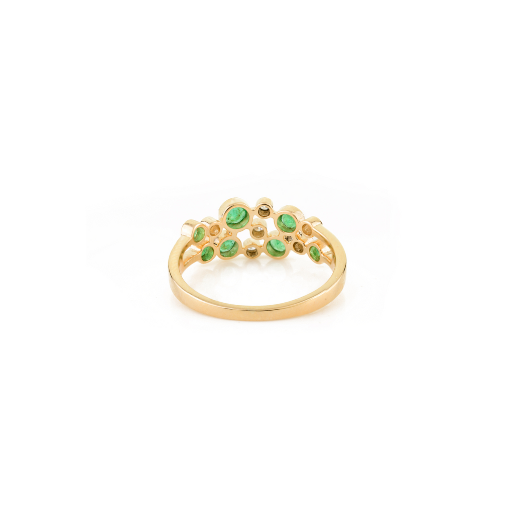 14K Solid Yellow Gold Emerald Bubble Band Image