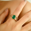 14K Art Deco Emerald & Diamond Cocktail Ring Thumbnail