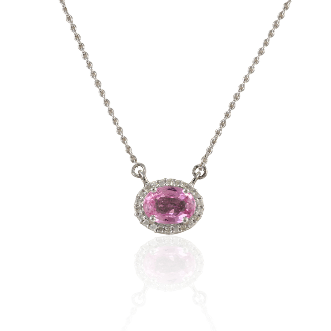 14K Pink Sapphire Pendant Necklace
