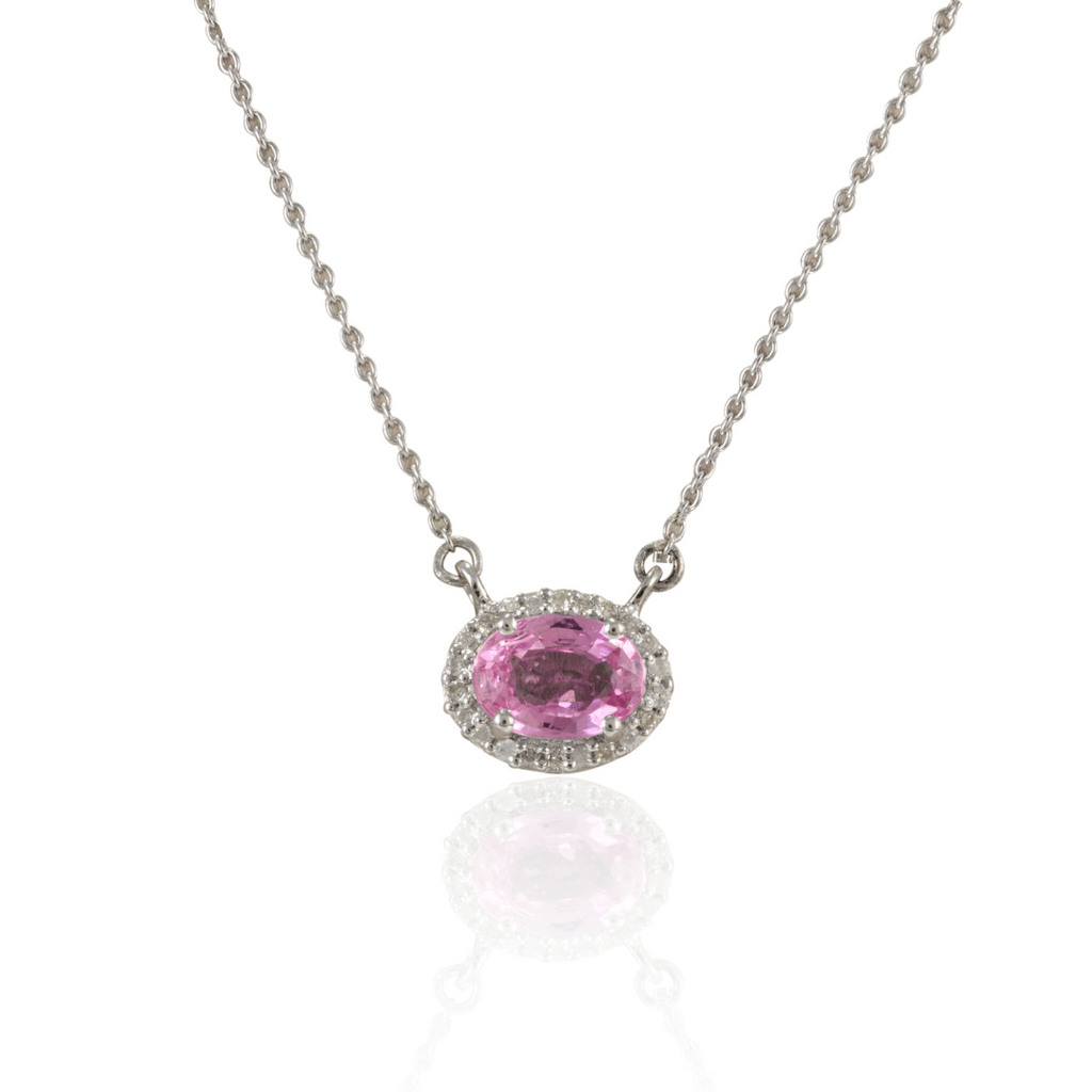 14K Pink Sapphire Pendant Necklace Image